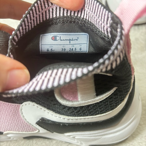 Champion Hyper C (GS) Girls Size 6.5 Y Black Pink No Tie Slip On Sneakers Mesh - Picture 7 of 8